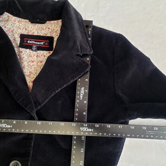 Vtg Dollhouse Black Corduroy Dark Academia Dark Romance Romantic Blazer Medium - Picture 5 of 8